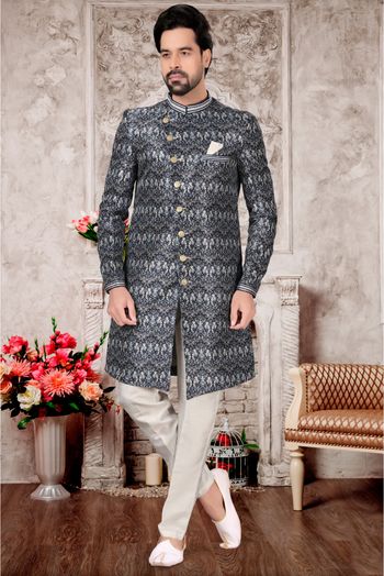 Jacquard Sherwani In Multicolour Colour