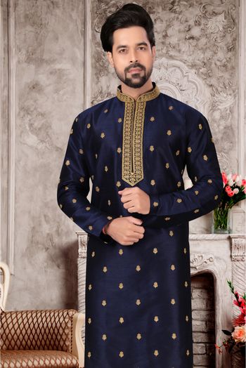 Silk Dupion Kurta Pajama In Mehandi Green Colour