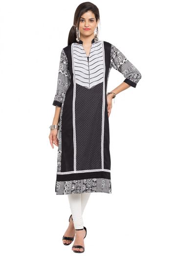 Plus Size Cotton Kurti In Black And White Colour Size Available Upto 66