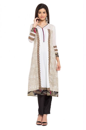 Plus Size Cotton Kurti In White Colour Up To 66 - KR2710177