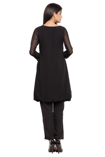 Plus Size Faux Georgette Kurti In Black Colour Sizes Available - 28 To 66 - KR2710008
