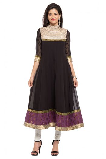 Plus Size Faux Georgette Kurti In Black Colour Sizes Available - 28 To 66 - KR2710040