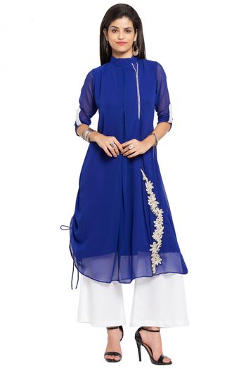 Plus Size Faux Georgette Kurti In Blue Colour Size Available Upto 66 - KR2710211