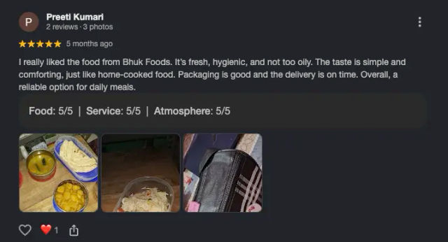 Google review by Preeti