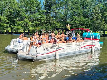 Big Tex Party Boats: Party Barge Double Decker and Tritoon Charters with Captain, Waterslide, YETI and more image 11
