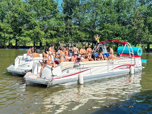 Big Tex Party Boats: Party Barge Double Decker and Tritoon Charters with Captain, Waterslide, YETI and more image 11