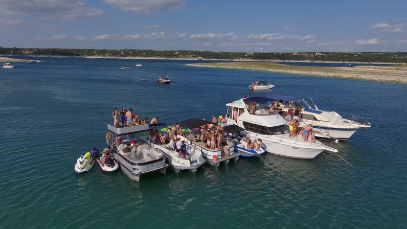 Big Tex Party Boats: Party Barge Double Decker and Tritoon Charters with Captain, Waterslide, YETI and more image 13