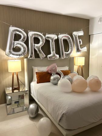 Bachelorette Airbnb Decor with Backdrops, Balloon Garlands, Bride Room, Fridge Stocking image 41