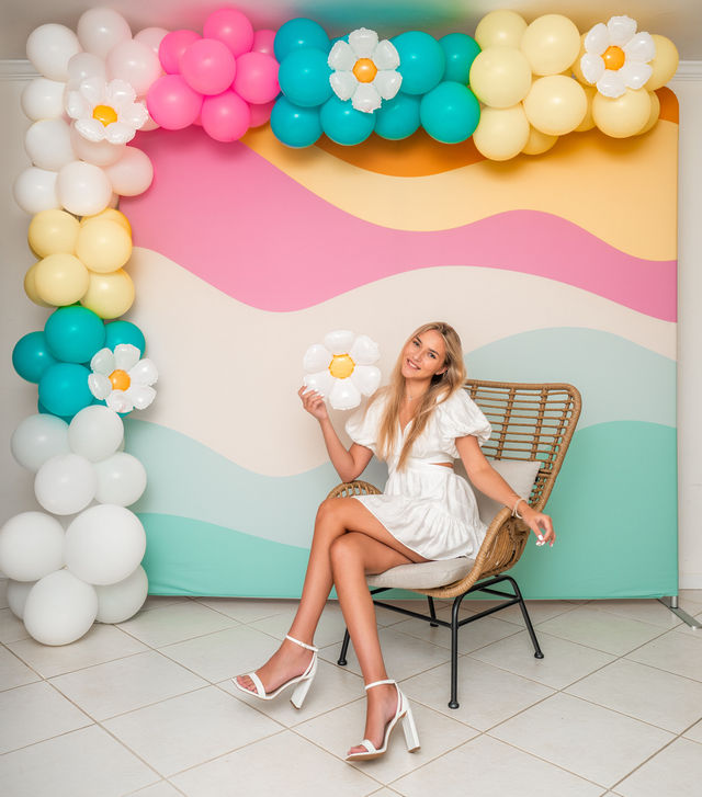 Beautiful Airbnb Decor with Backdrops, Balloon Garlands, Bride Room, Fridge Stocking image 3
