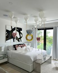 Bachelorette Airbnb Decor with Backdrops, Balloon Garlands, Bride Room, Fridge Stocking image 10