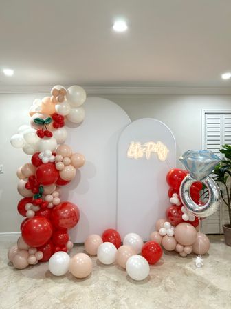 Bachelorette Airbnb Decor with Backdrops, Balloon Garlands, Bride Room, Fridge Stocking image 47