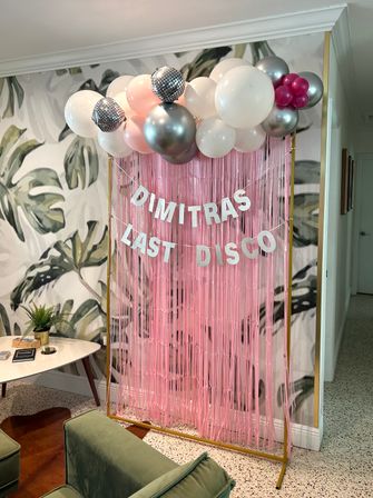 Bachelorette Airbnb Decor with Backdrops, Balloon Garlands, Bride Room, Fridge Stocking image 31