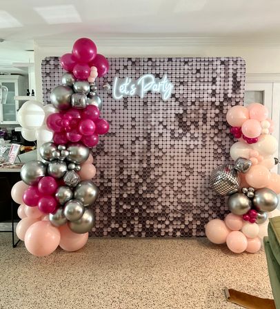 Bachelorette Airbnb Decor with Backdrops, Balloon Garlands, Bride Room, Fridge Stocking image 29