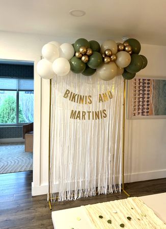 Bachelorette Airbnb Decor with Backdrops, Balloon Garlands, Bride Room, Fridge Stocking image 25