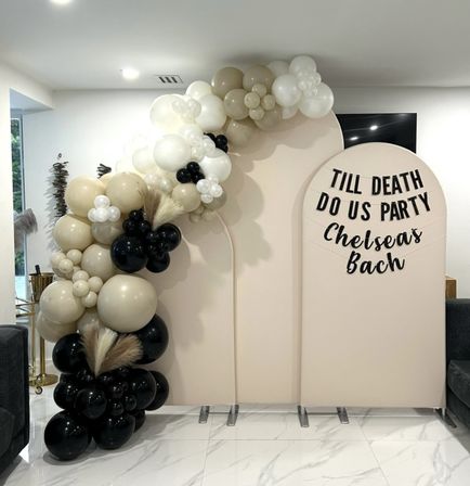 Bachelorette Airbnb Decor with Backdrops, Balloon Garlands, Bride Room, Fridge Stocking image 18