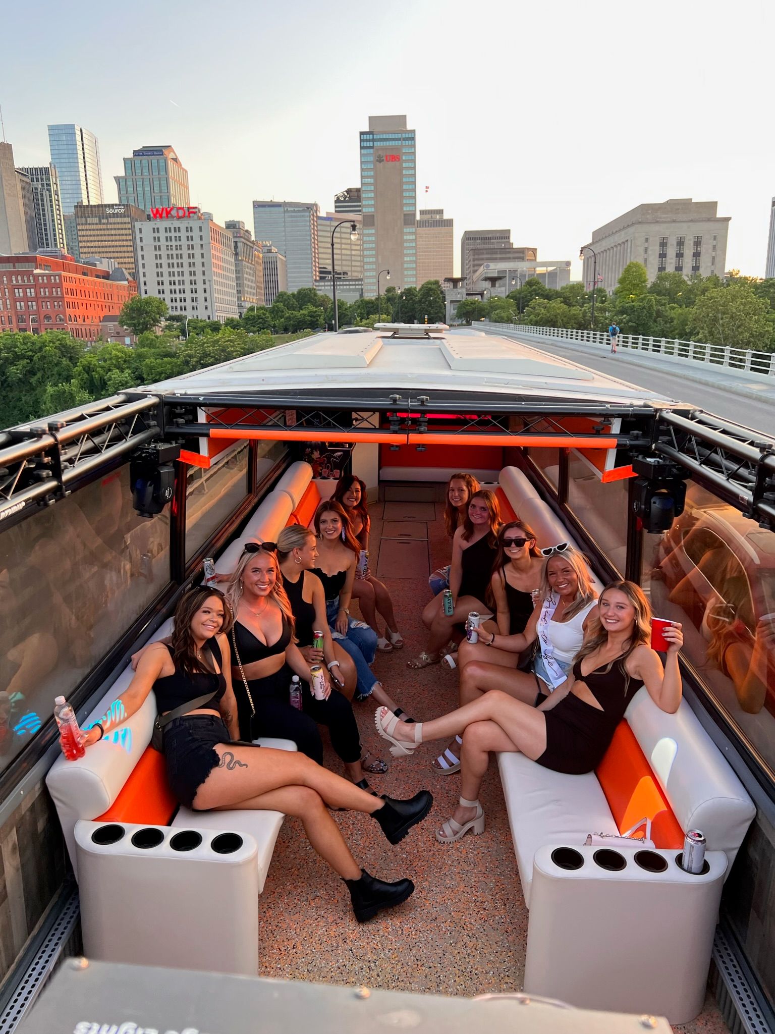 OpenAir BYOB Private Party Bus with Arcade, DJ, Bartender & Restroom On Board with Grooveline