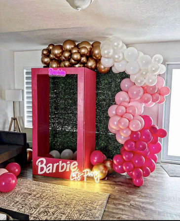 Barbie Life-Sized Decoration Setup with Iconic Box, Balloons, Tinsel, Delivery & Setup image 6