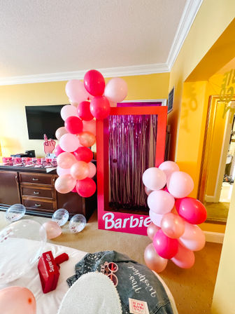 Barbie Life-Sized Decoration Setup with Iconic Box, Balloons, Tinsel, Delivery & Setup image 2