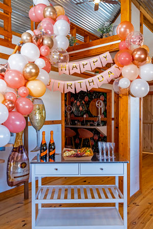 Pre-Arrival Party Setup With Balloon Arch, Sparkling Wine and Charcuterie Board image 6