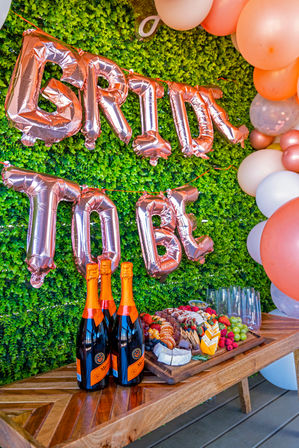 Pre-Arrival Party Setup With Balloon Arch, Sparkling Wine and Charcuterie Board image 5