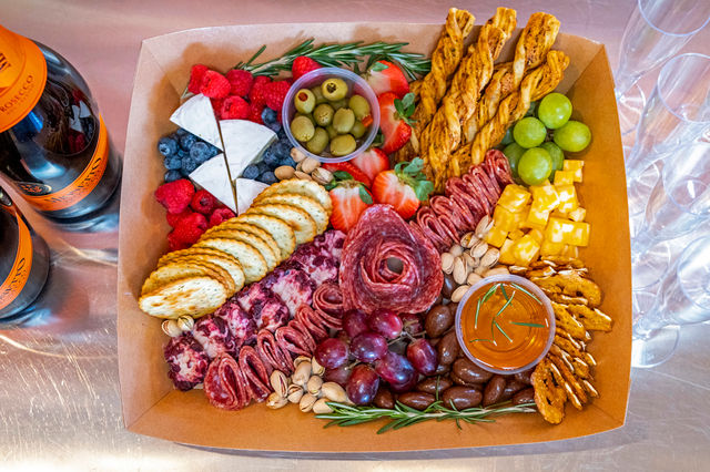 Pre-Arrival Party Setup With Balloon Arch, Sparkling Wine and Charcuterie Board image 2