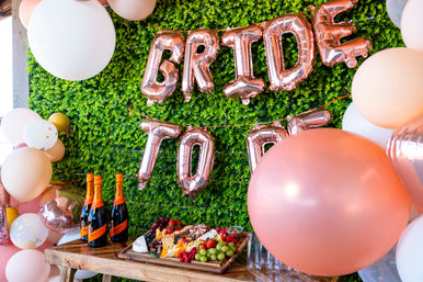 Pre-Arrival Party Setup With Balloon Arch, Sparkling Wine and Charcuterie Board image 8