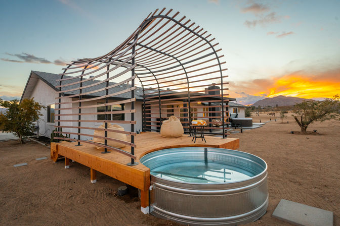 The Golden Abode: 3-Bedroom Rental with Fire Pit, Hammocks, Hot Tub & Cowboy Pool with Deck for the Ultimate Desert Escape image 65