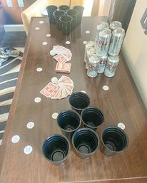 Bachelor-Themed Bar Set Up with Personalized Banner, Party Supplies, Games, Booze & More image 11