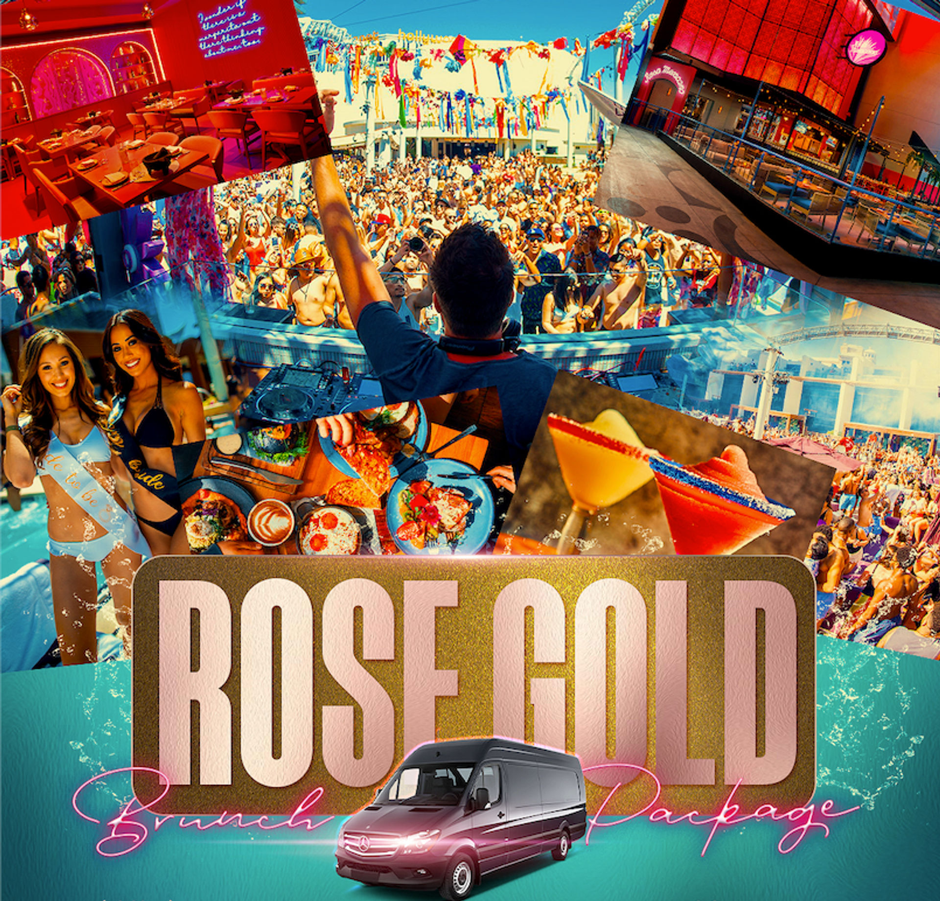 Rose Gold Package: Unlimited Mimosa Brunch, Pool Party + Transport  image 1
