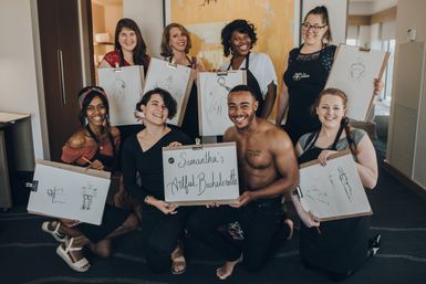 Cheeky & Tasteful Nude Model Drawing Class Party with Male Model & Group Photo image 4