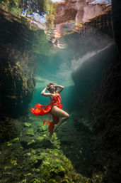 Unique Underwater Cenote Photoshoot with Flying Dress Option image 7