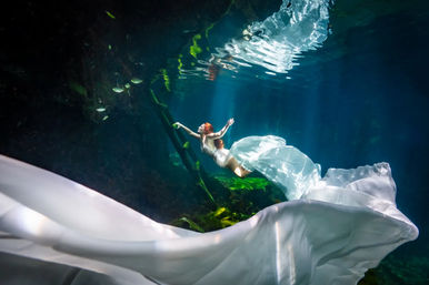 Unique Underwater Cenote Photoshoot with Flying Dress Option image 21