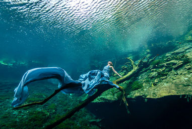 Unique Underwater Cenote Photoshoot with Flying Dress Option image 22