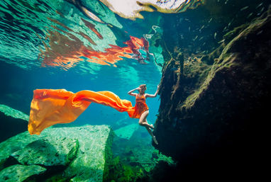 Unique Underwater Cenote Photoshoot with Flying Dress Option image 18