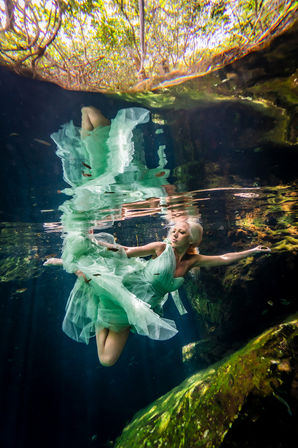 Unique Underwater Cenote Photoshoot with Flying Dress Option image 5