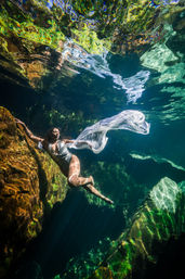 Unique Underwater Cenote Photoshoot with Flying Dress Option image 13