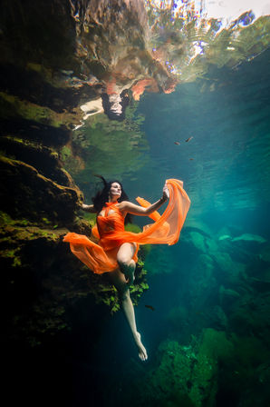 Unique Underwater Cenote Photoshoot with Flying Dress Option image 8