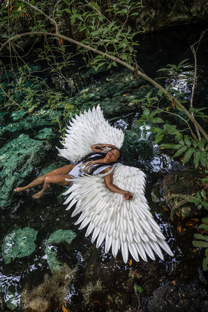 Unique Underwater Cenote Photoshoot with Flying Dress Option image 16