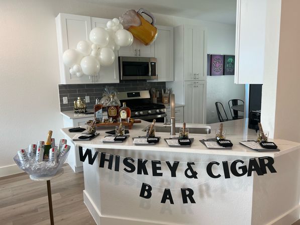 Bachelor-Themed Bar Set Up with Personalized Banner, Party Supplies, Games, Booze & More image 7