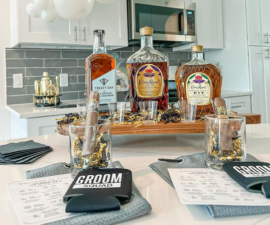 Bachelor-Themed Bar Set Up with Personalized Banner, Party Supplies, Games, Booze & More image 1
