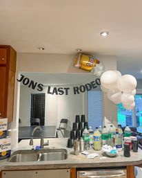 Bachelor-Themed Bar Set Up with Personalized Banner, Party Supplies, Games, Booze & More image 10