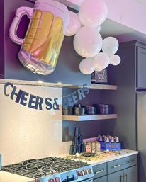 Bachelor-Themed Bar Set Up with Personalized Banner, Party Supplies, Games, Booze & More image 9