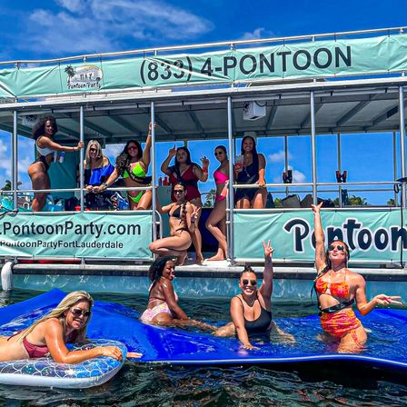 Double Decker Pontoon Party in Fort Lauderdale: BYOB, Bluetooth Sound, Waterslide image 8