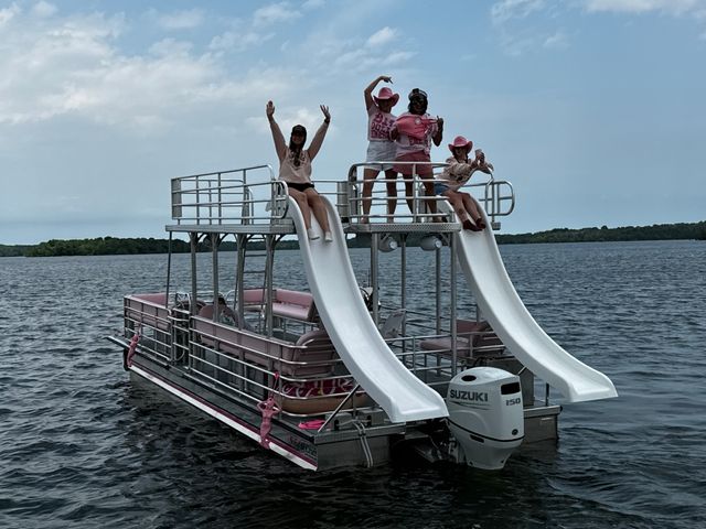 Pearl: The Pink Double Decker Double Slide Pontoon Charter image 3