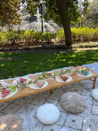 Luxury Picnic Setup in Savannah: Charcuterie Board, Wine, Games, Decor, and Speaker image 7