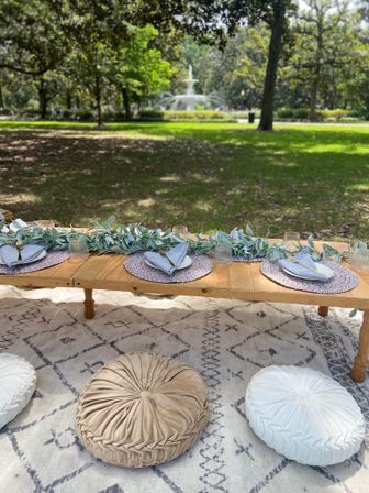 Luxury Picnic Setup in Savannah: Charcuterie Board, Wine, Games, Decor, and Speaker image 4