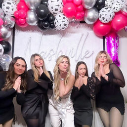 Custom Bachelorette/Birthday Party Decor Set Up with Themed Balloon Garland, Foil Backdrop & More image 24