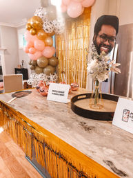 Custom Bachelorette/Birthday Party Decor Set Up with Themed Balloon Garland, Foil Backdrop & More image 23