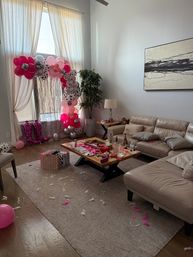 Custom Bachelorette/Birthday Party Decor Set Up with Themed Balloon Garland, Foil Backdrop & More image 13