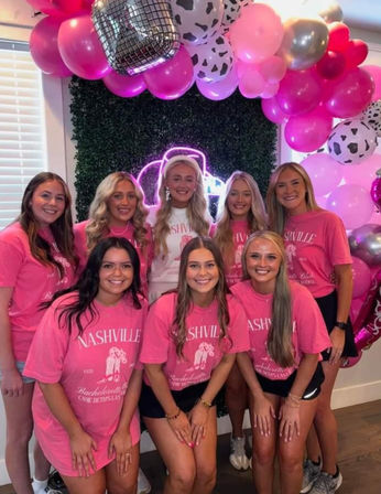 Custom Bachelorette/Birthday Party Decor Set Up with Themed Balloon Garland, Foil Backdrop & More image 17